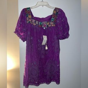 Johnny was purple eyelet tunic